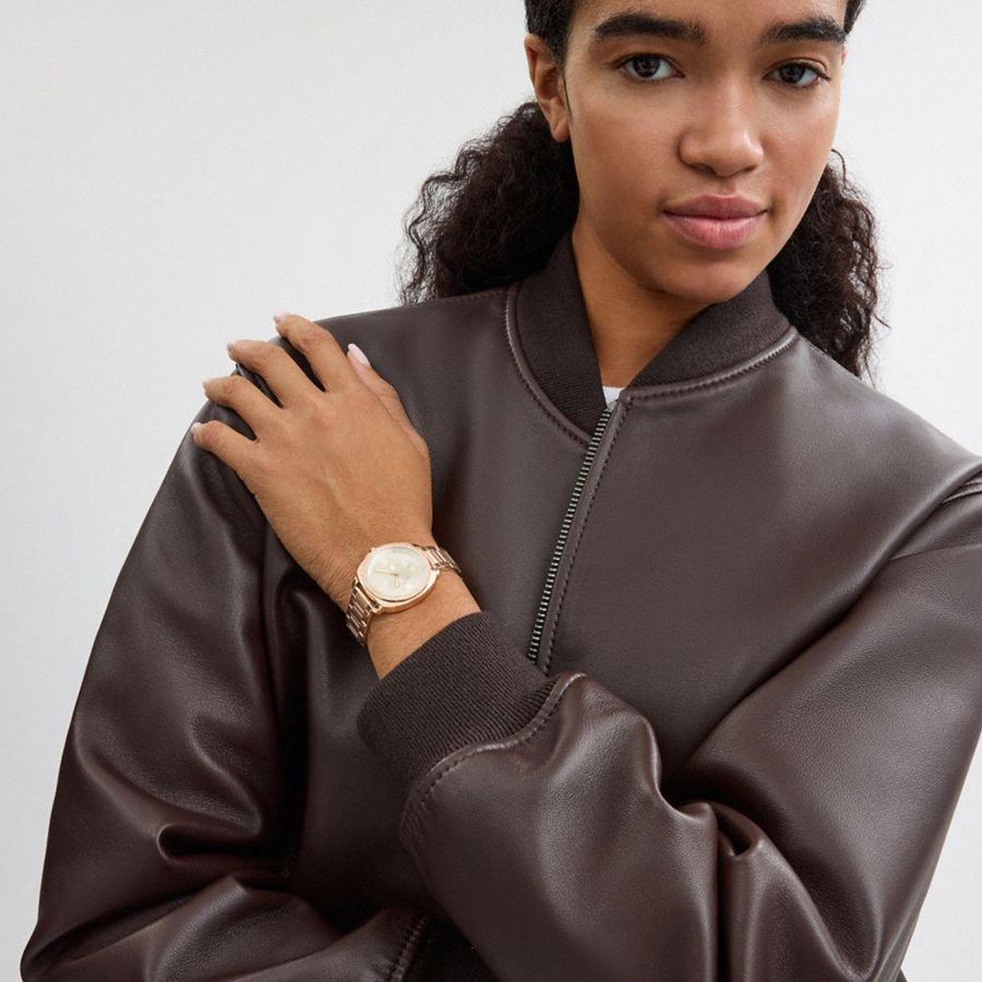 Gold Women COACH® Kitt Chronograph, 34 Mm Watches | 46807ISPJ