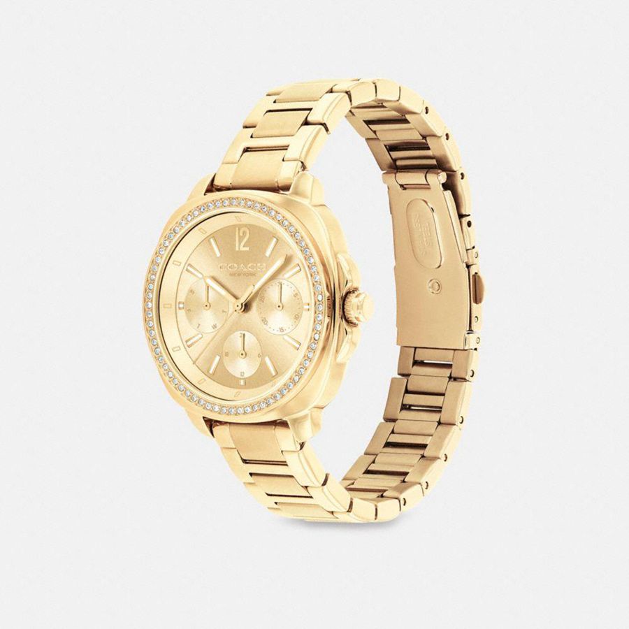 Gold Women COACH® Kitt Chronograph, 34 Mm Watches | 78296OMUZ
