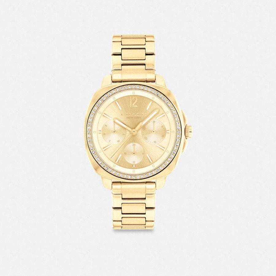 Gold Women COACH® Kitt Chronograph, 34 Mm Watches | 78296OMUZ