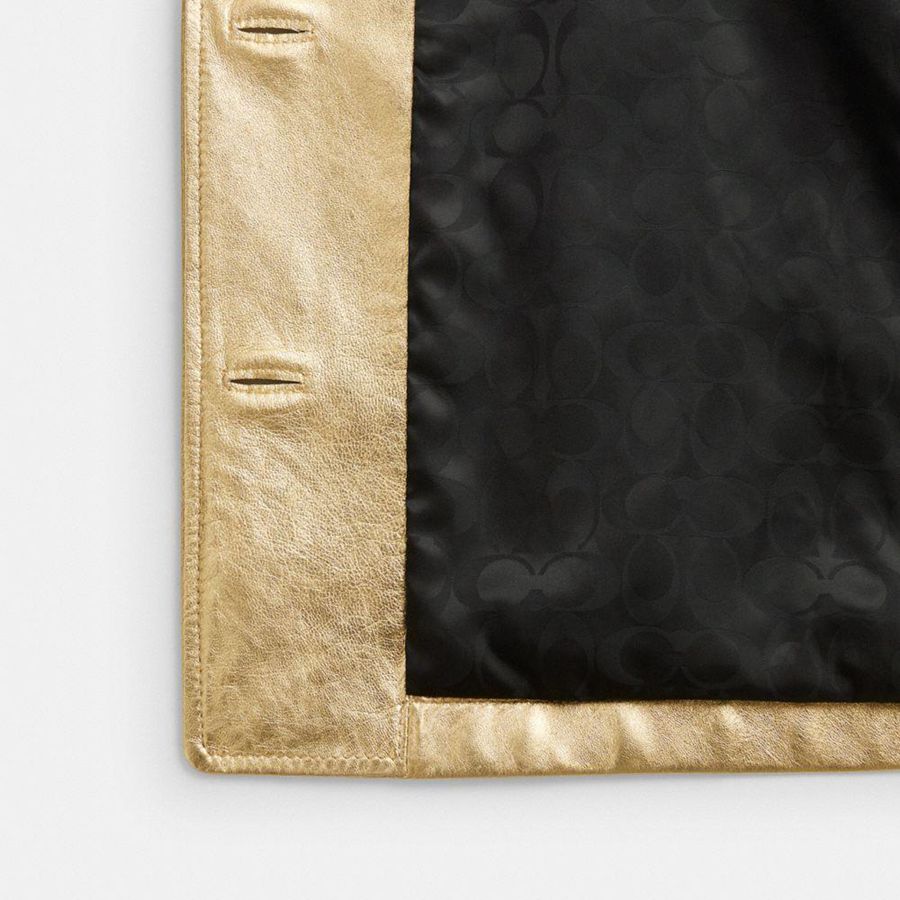 Gold Women COACH® Leather Jacket | 76485WAQN