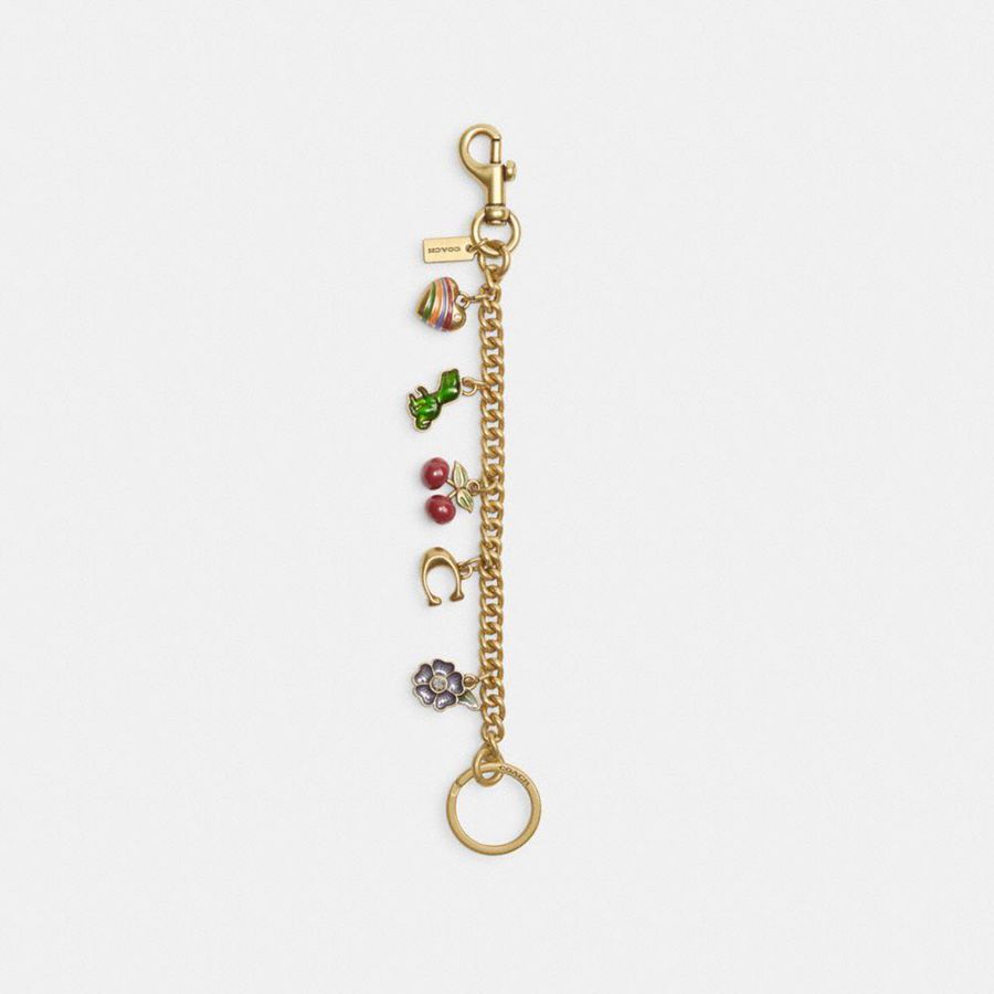 Gold Women COACH® Motif Chain Bag Charms | 72965KFPG