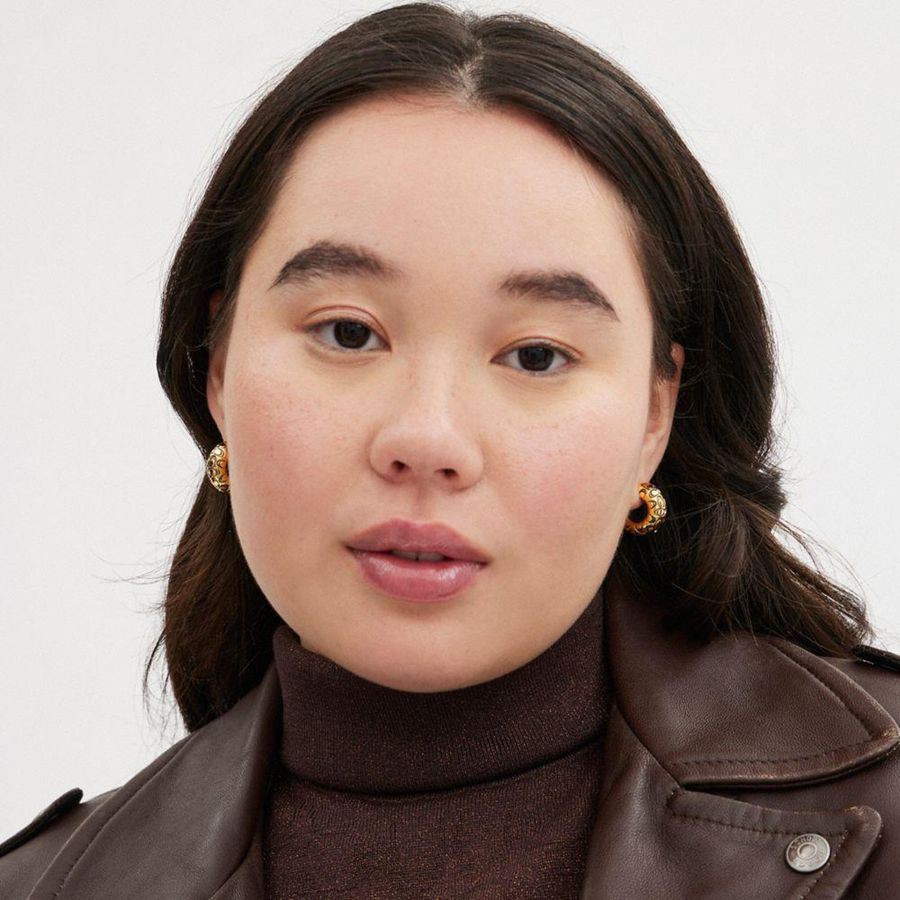 Gold Women COACH® Quilted Signature Chunky Hoop Earrings Jewelry | 04927FGZL