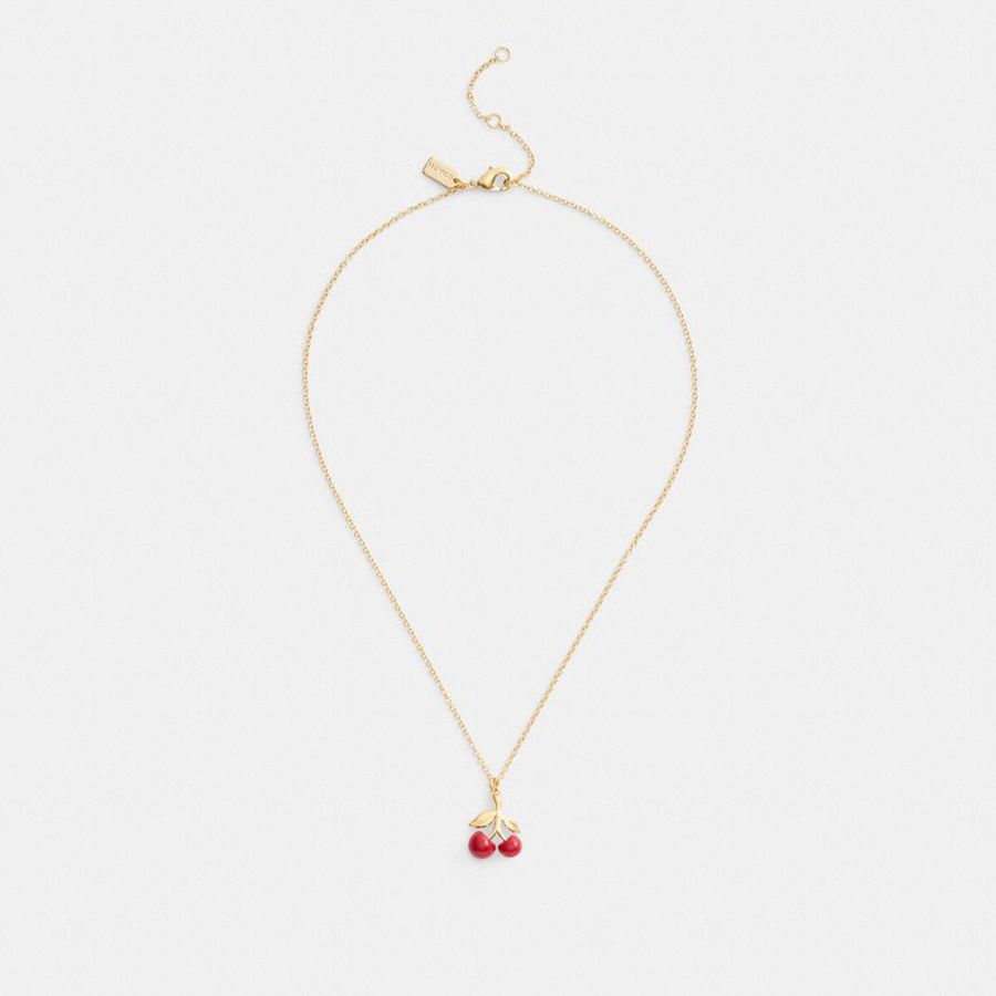 Gold Women COACH® Resin Cherry Pendant Necklace Jewelry | 92736EFGM