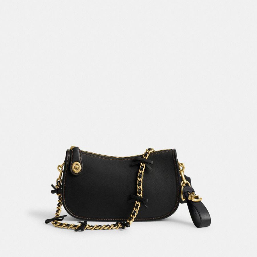 Gold Women COACH® Swinger Bag With And Strap Charms | 64213QSWD
