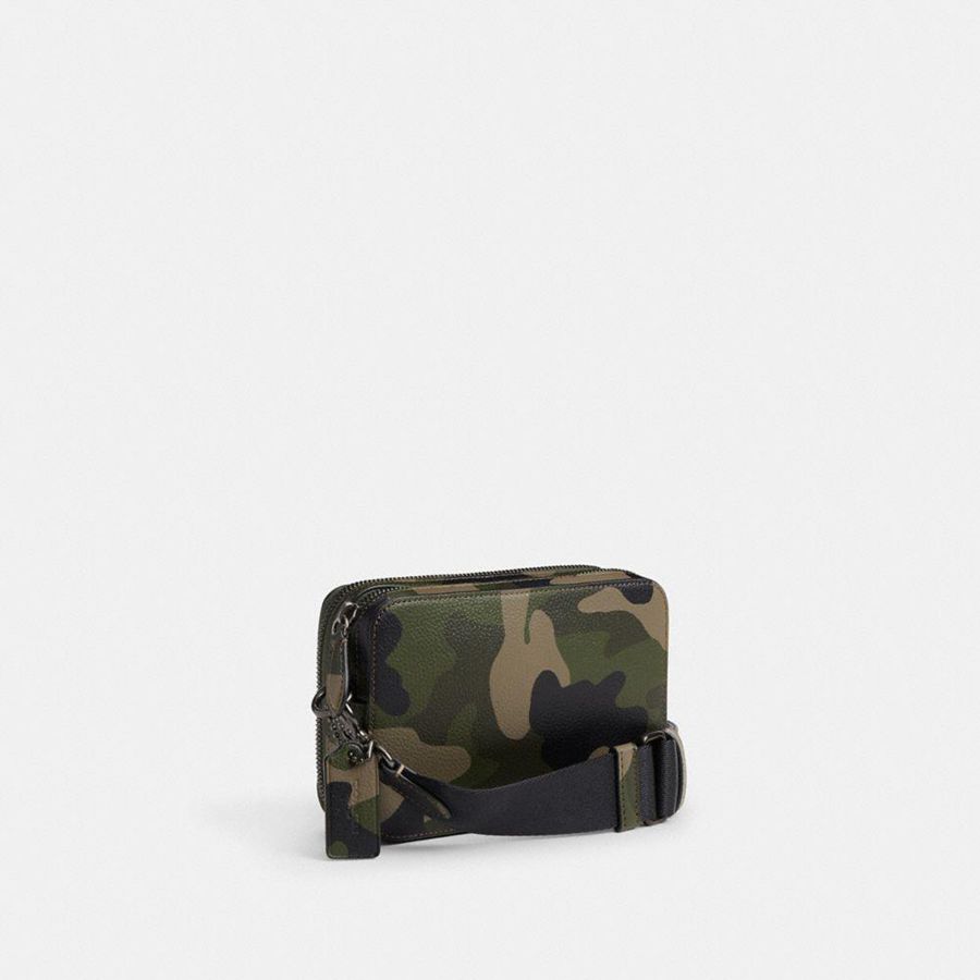 Green Men COACH® Charter 19 With Camo Print And Coach Graphic Crossbody Bag | 54923JQDO