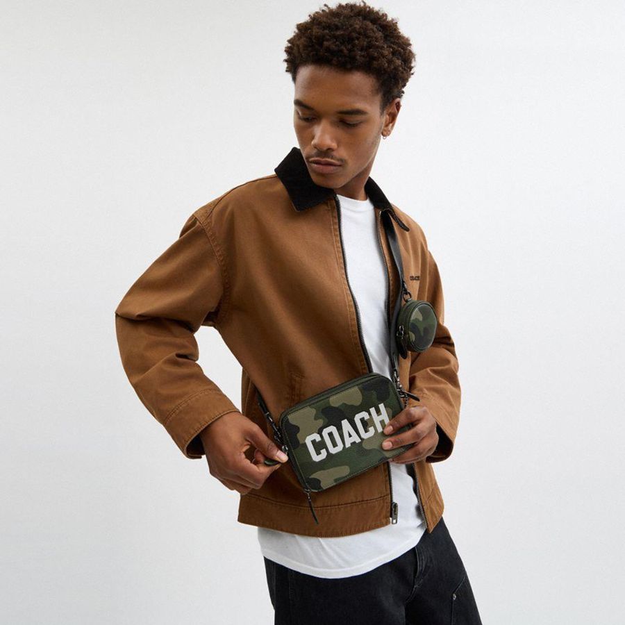 Green Men COACH® Charter 19 With Camo Print And Coach Graphic Crossbody Bag | 54923JQDO