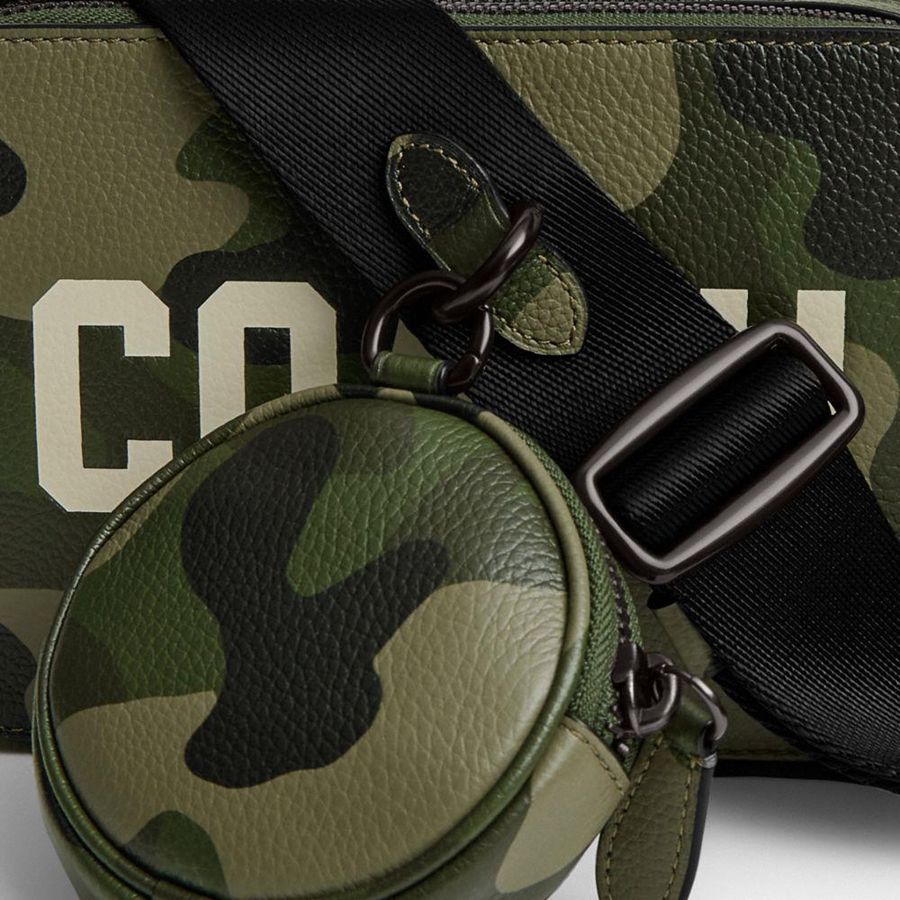 Green Men COACH® Charter 19 With Camo Print And Coach Graphic Crossbody Bag | 54923JQDO