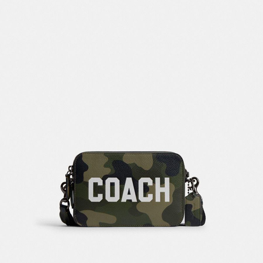 Green Men COACH® Charter 19 With Camo Print And Coach Graphic Crossbody Bag | 54923JQDO