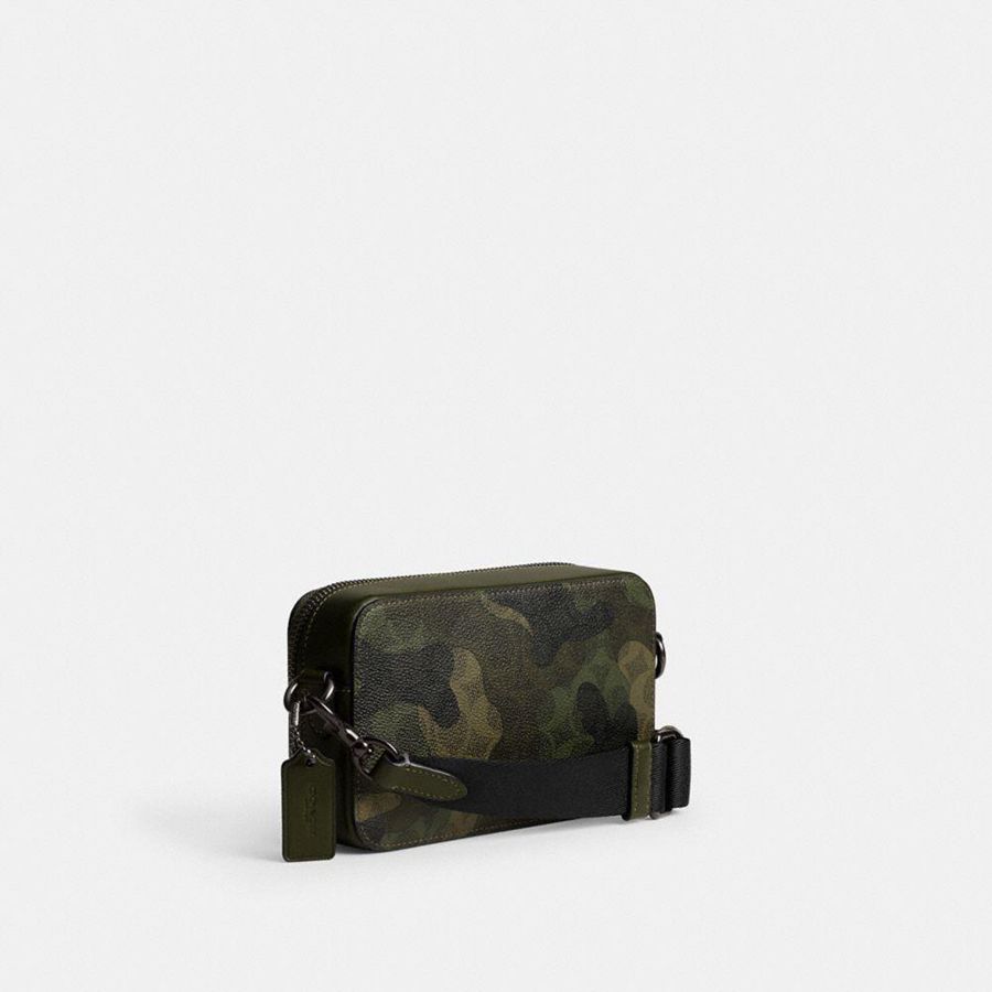 Green Men COACH® Charter Slim In Signature Camo Print Crossbody Bag | 83156ULAR