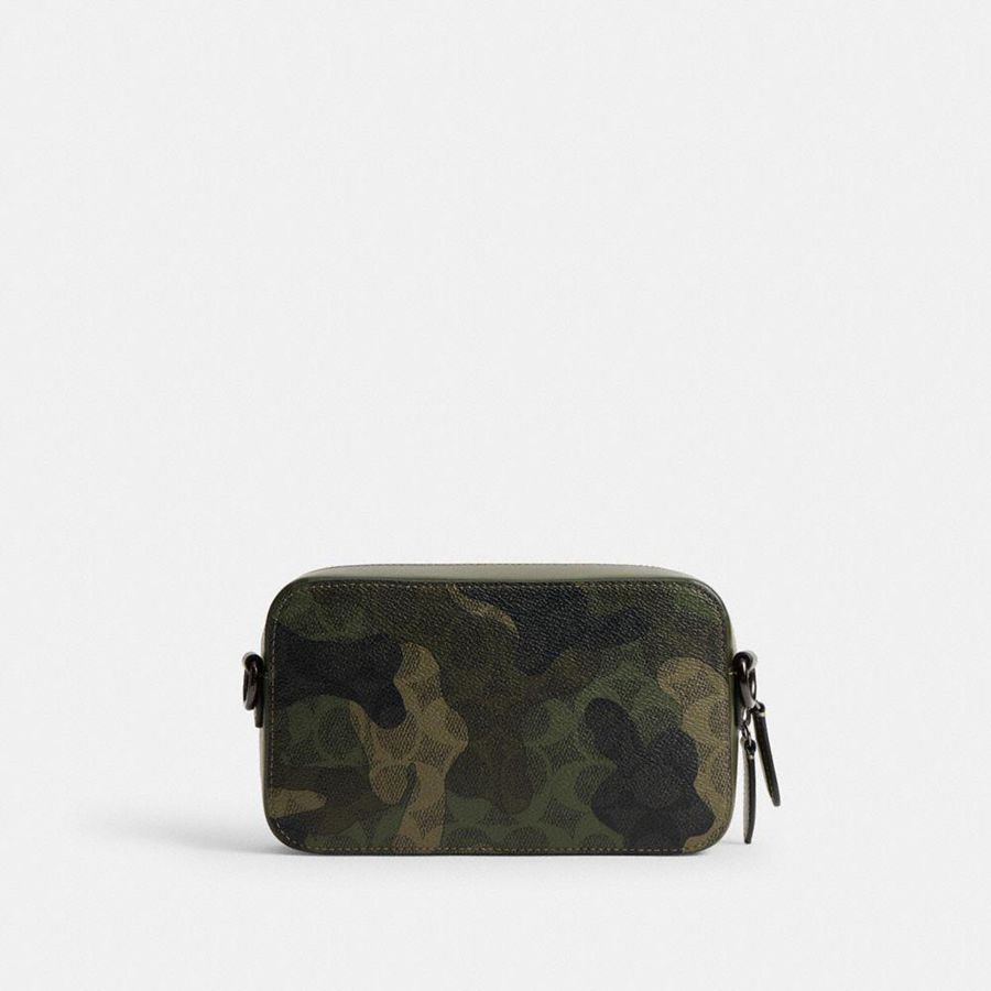 Green Men COACH® Charter Slim In Signature Camo Print Crossbody Bag | 83156ULAR