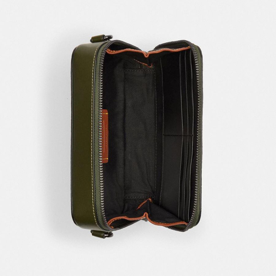 Green Men COACH® Charter Slim In Signature Camo Print Crossbody Bag | 83156ULAR