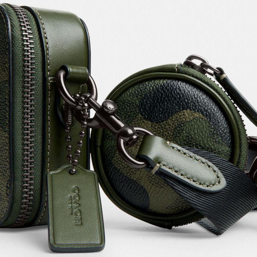 Green Men COACH® Charter Slim In Signature Camo Print Crossbody Bag | 83156ULAR