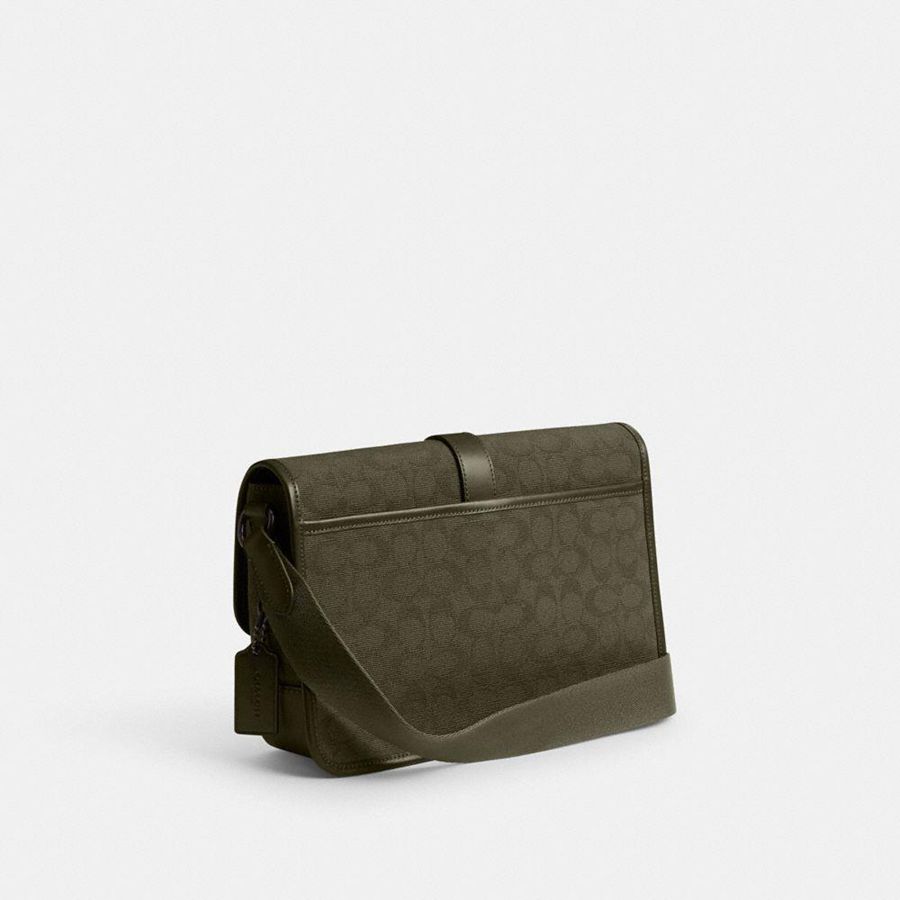 Green Men COACH® League Messenger In Signature Canvas Jacquard Crossbody Bag | 59034WTPY