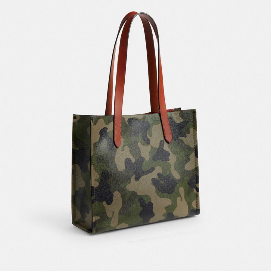 Green Men COACH® Relay 34 With Camo Print And Coach Graphic Tote Bags | 87239CQYS