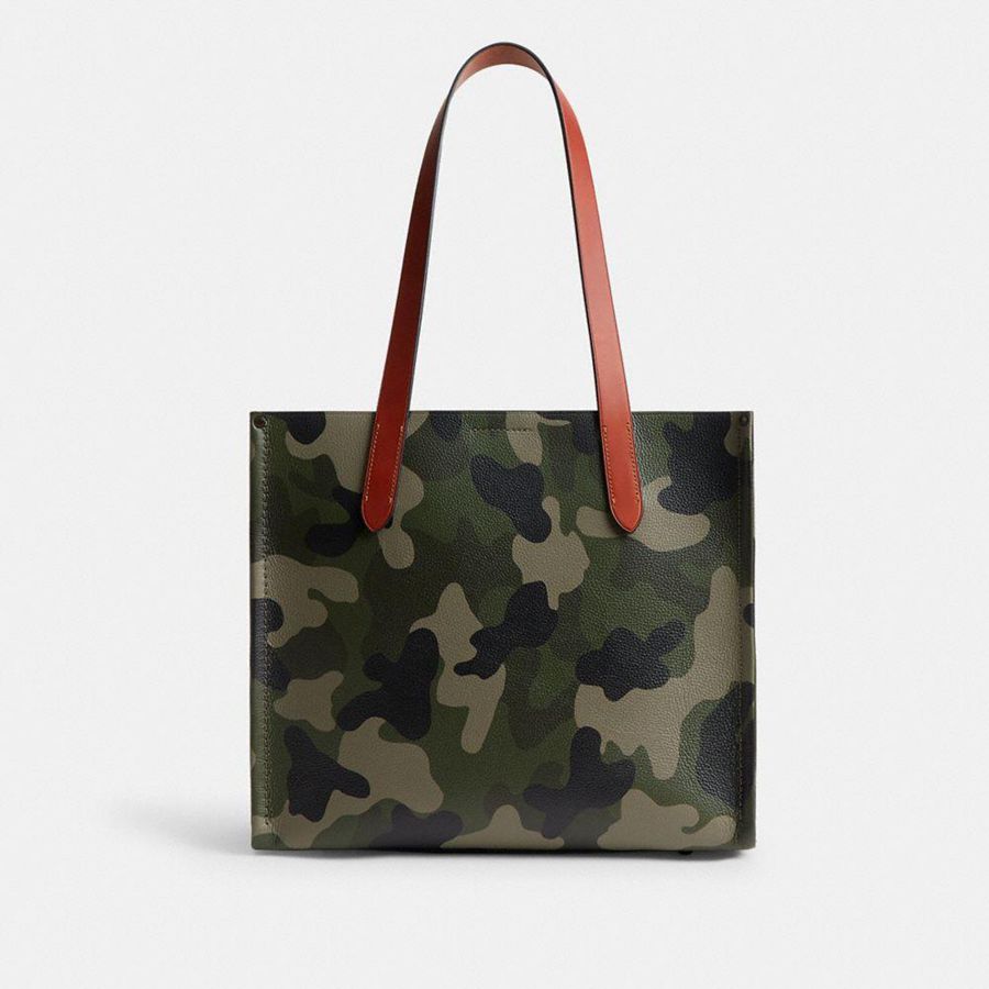Green Men COACH® Relay 34 With Camo Print And Coach Graphic Tote Bags | 87239CQYS