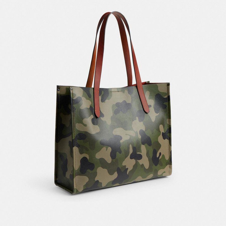 Green Men COACH® Relay With Camo Print And Coach Graphic Tote Bags | 54619BDZK