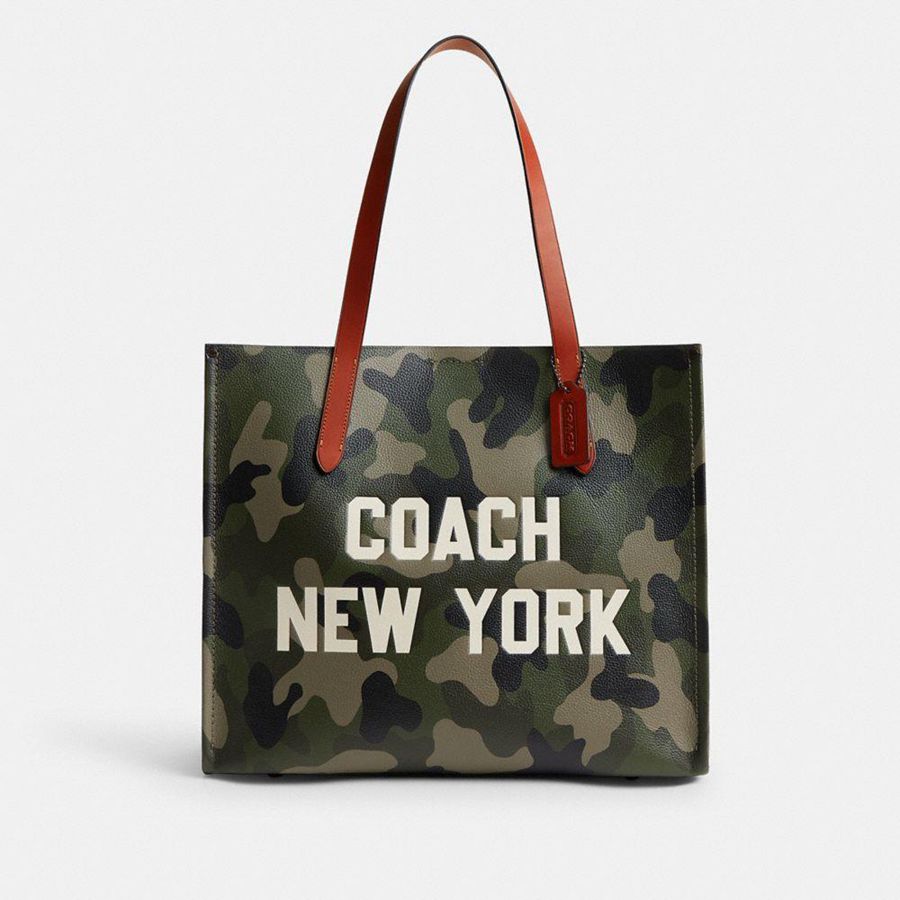 Green Men COACH® Relay With Camo Print And Coach Graphic Tote Bags | 54619BDZK