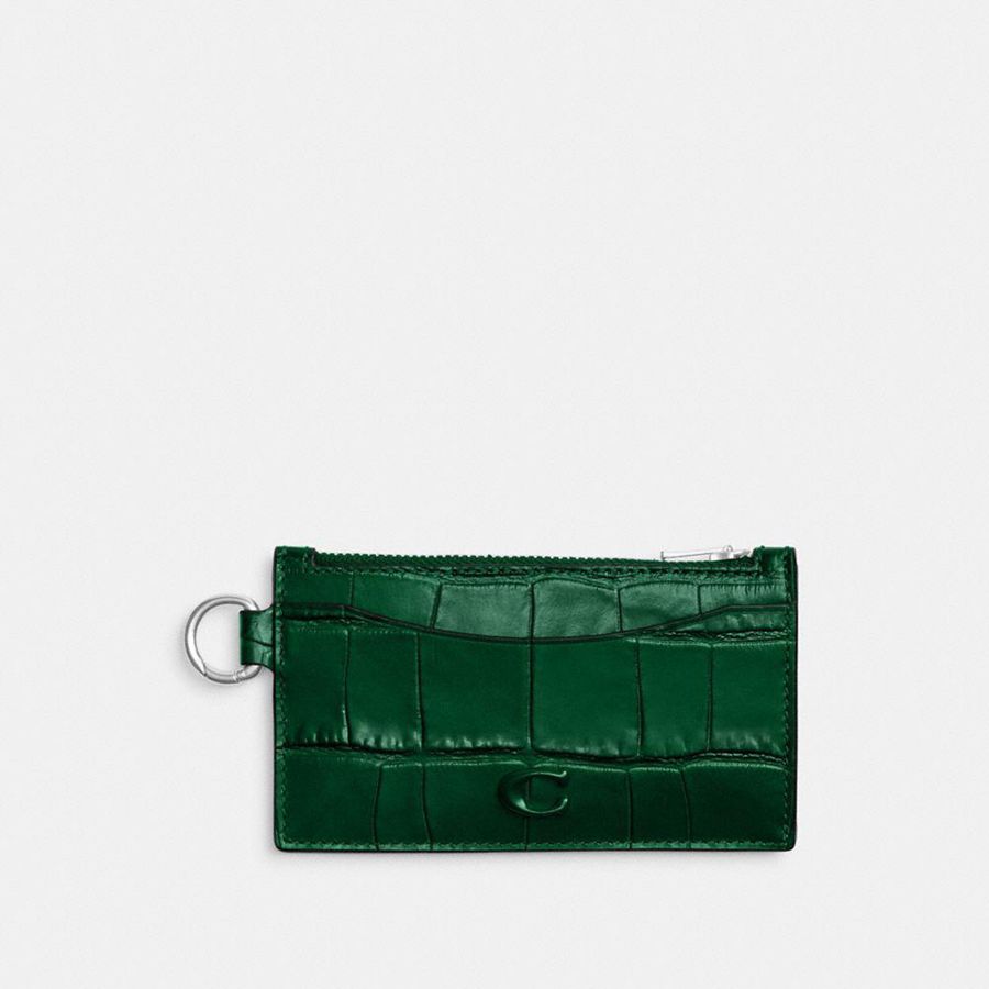 Green Men COACH® Zip Card Case Wallet | 61290RDPV