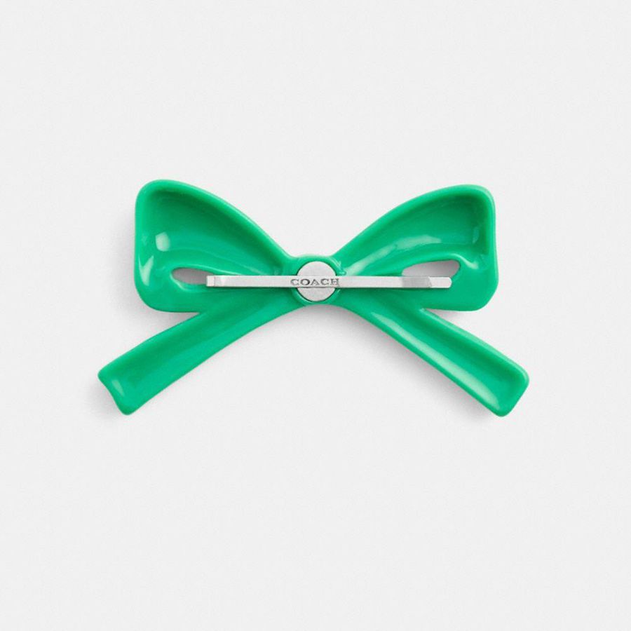 Green Women COACH® Pavé Bow Barrette Jewelry | 82607BZCJ
