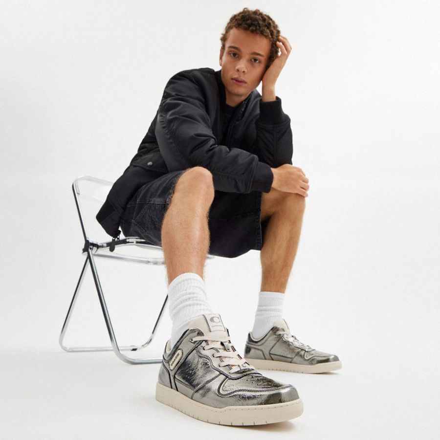 Grey Men COACH® C201 Sneakers | 54380YVHX