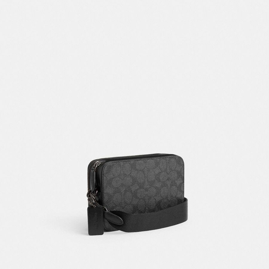 Grey Men COACH® Charter 19 In Signature Canvas With Coach Graphic Crossbody Bag | 43697AHUR