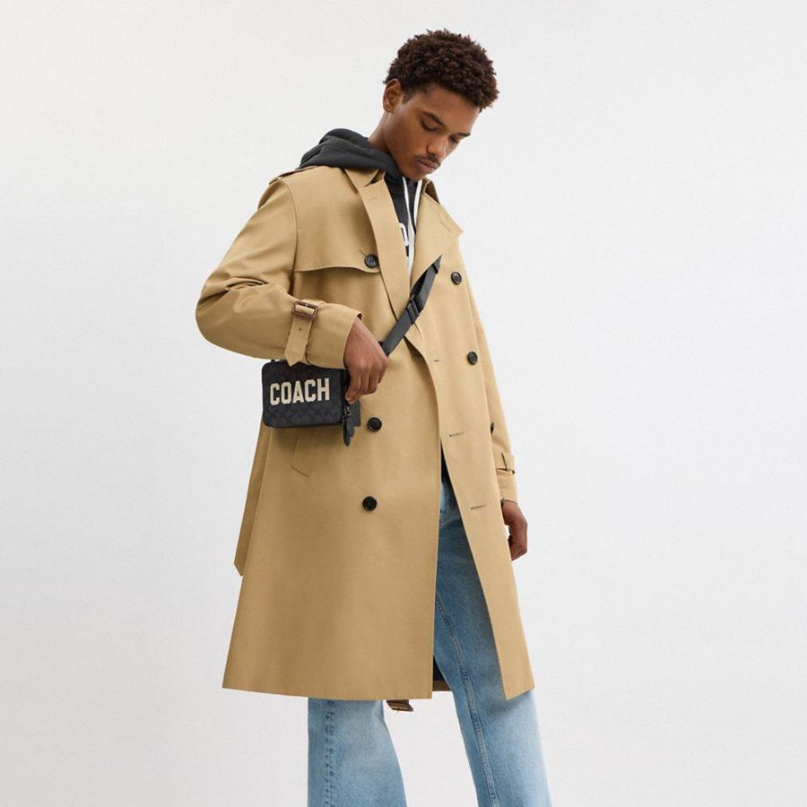 Grey Men COACH® Charter 19 In Signature Canvas With Coach Graphic Crossbody Bag | 43697AHUR