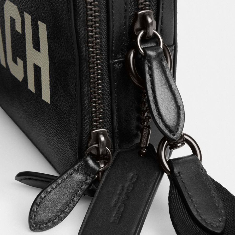 Grey Men COACH® Charter 19 In Signature Canvas With Coach Graphic Crossbody Bag | 43697AHUR