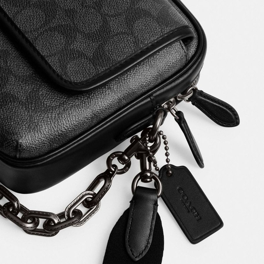 Grey Men COACH® Charter Flap 24 In Signature Canvas Crossbody Bag | 05137ZOFU