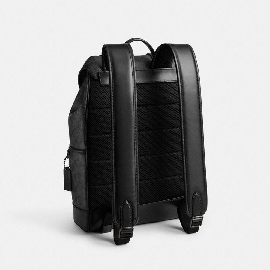 Grey Men COACH® League Flap In Signature Canvas Backpack | 50928PKES