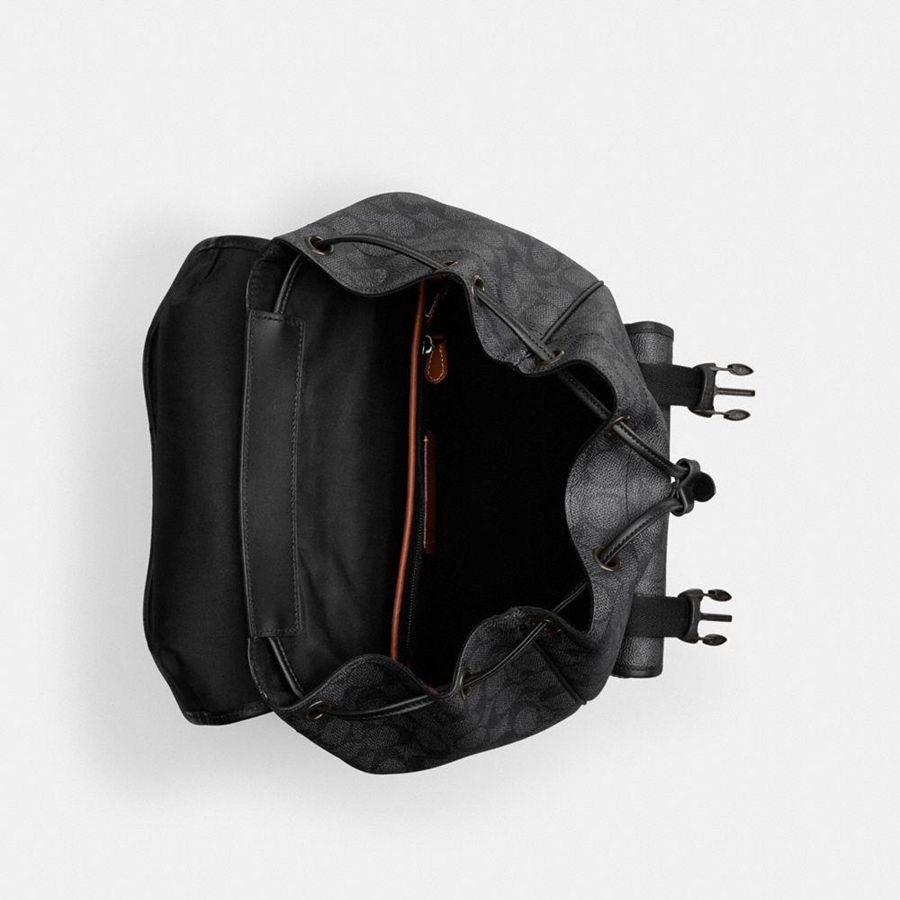 Grey Men COACH® League Flap In Signature Canvas Backpack | 50928PKES