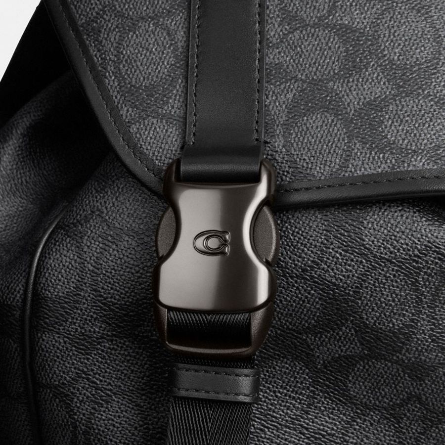 Grey Men COACH® League Flap In Signature Canvas Backpack | 50928PKES
