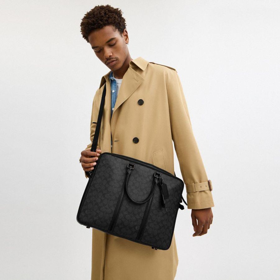 Grey Men COACH® Metropolitan Workbag In Signature Canvas Tote Bags | 15904KFTM