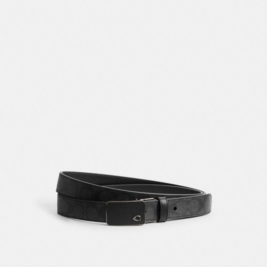 Grey Men COACH® Signature Plaque Buckle Cut To Size Reversible, 30 Mm Belts | 38146MZWR
