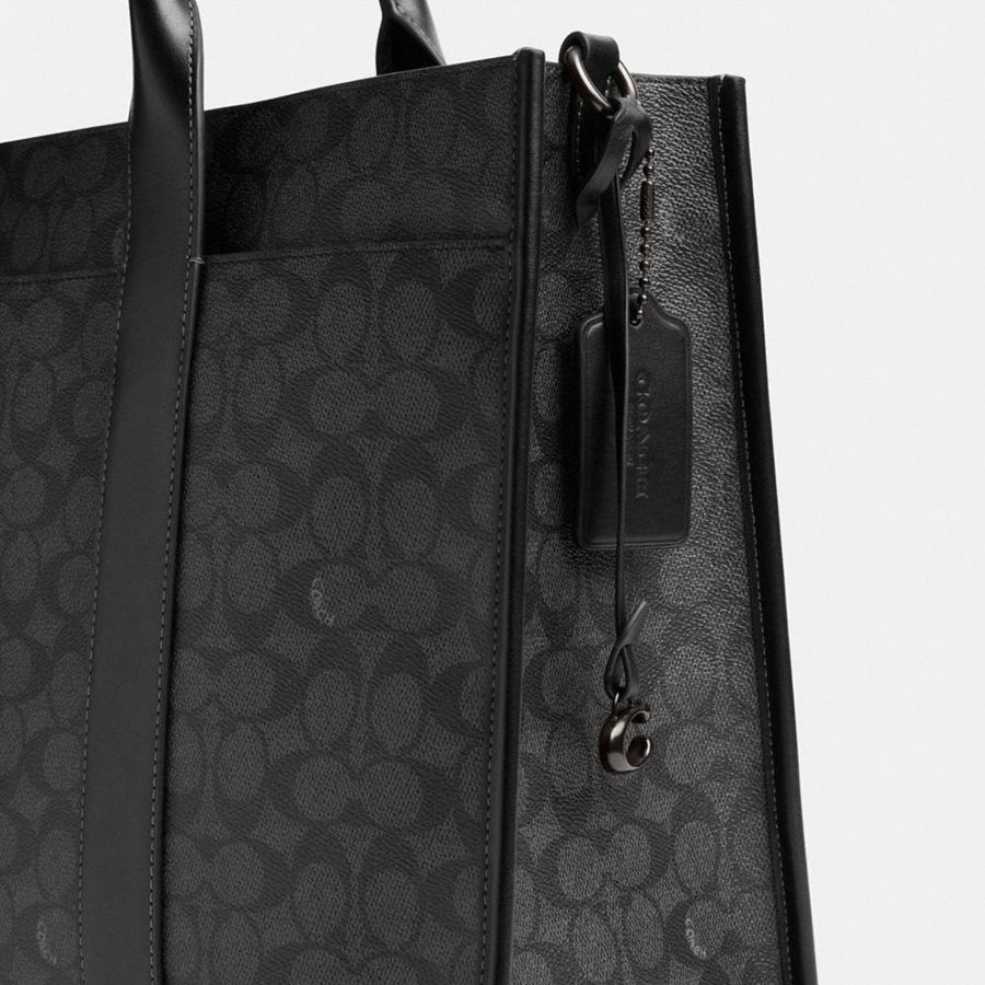 Grey Men COACH® Wesley In Signature Canvas Tote Bags | 89603EDTA