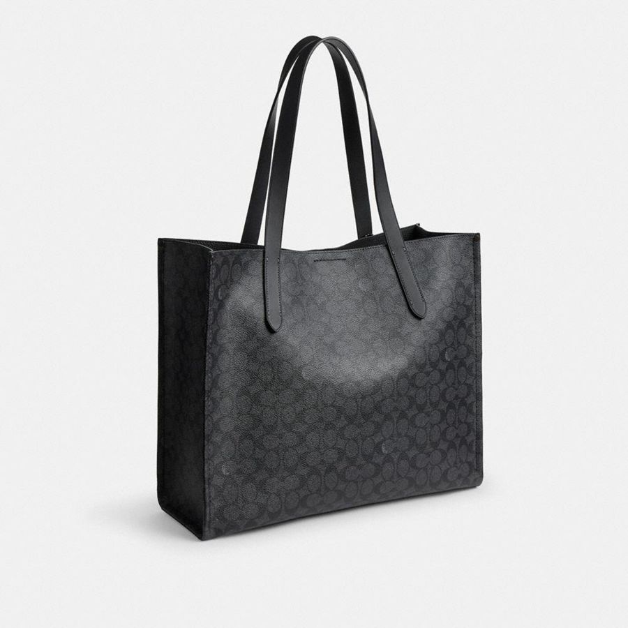 Grey Women COACH® Relay In Signature Canvas With Coach Graphic Tote Bags | 48709JQRO