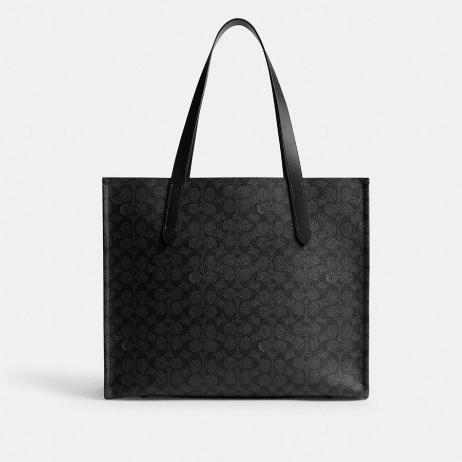 Grey Women COACH® Relay In Signature Canvas With Coach Graphic Tote Bags | 48709JQRO