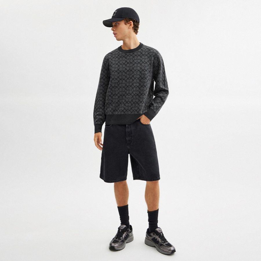 Grey Women COACH® Signature Crewneck Sweater | 58367ETOA