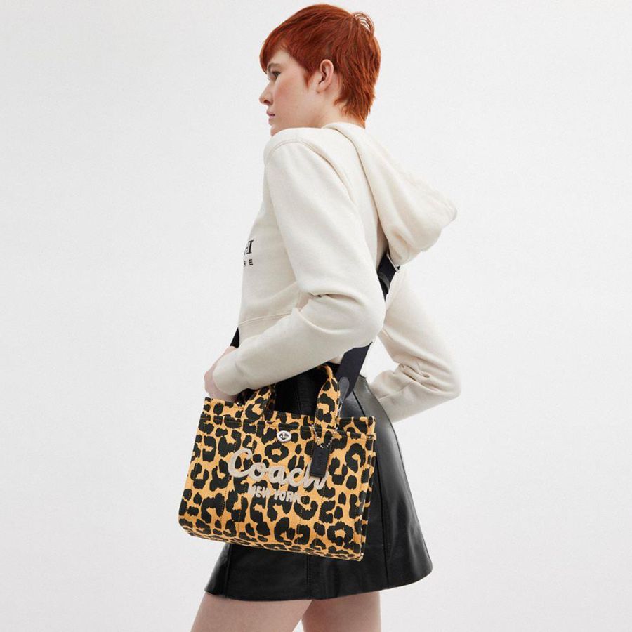 Leopard Women COACH® Cargo 26 With Leopard Print Tote Bags | 80635DHZL
