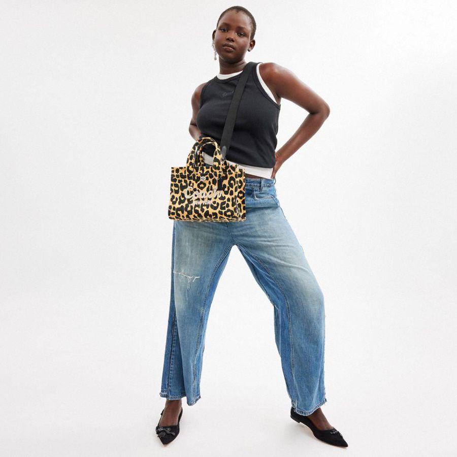 Leopard Women COACH® Cargo 26 With Leopard Print Tote Bags | 80635DHZL