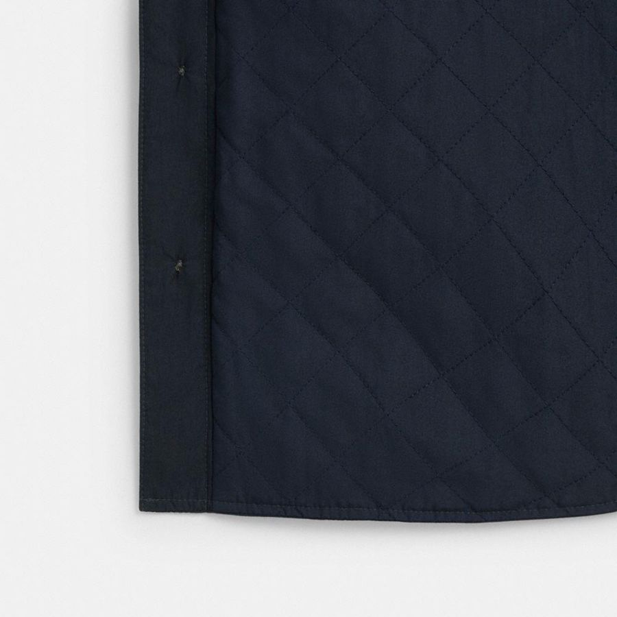 Navy Men COACH® Button Up Shirt Jacket | 02859RESL