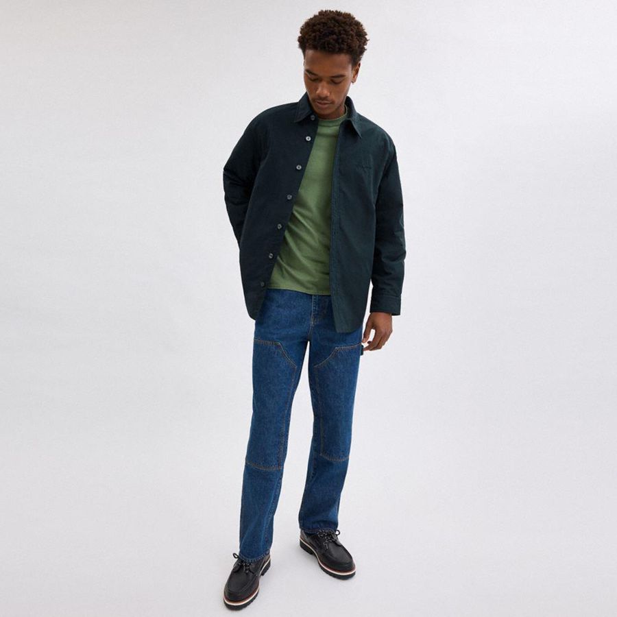 Navy Men COACH® Button Up Shirt Jacket | 02859RESL