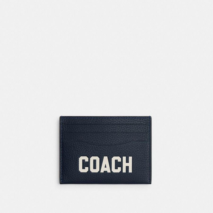 Navy Men COACH® Card Case With Coach Graphic Wallet | 31482PLYT