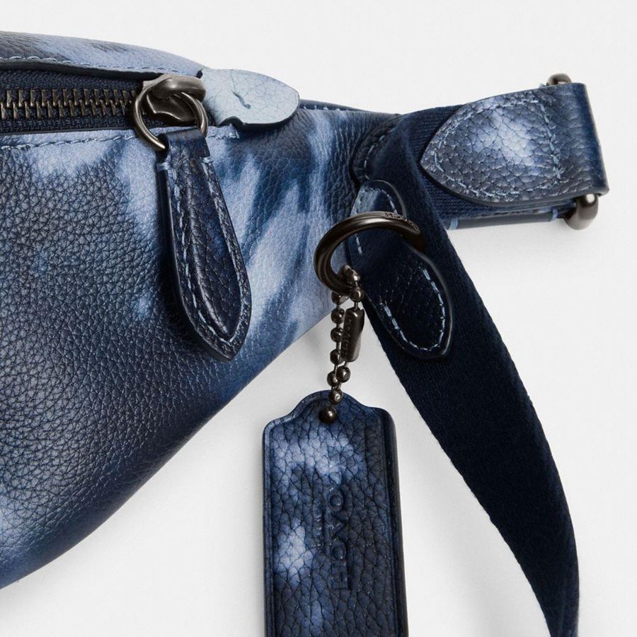 Navy Men COACH® Charter 7 With Tie Dye Print Belt Bags | 07824OVAH