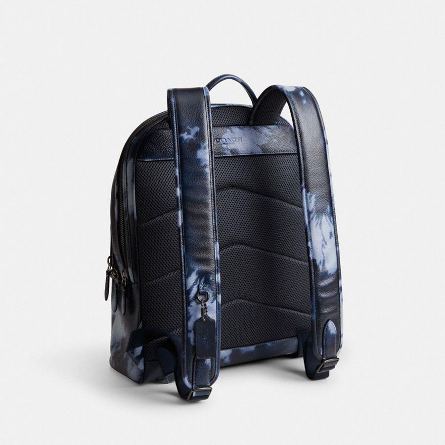 Navy Men COACH® Charter With Tie Dye Print Backpack | 87124ARPW