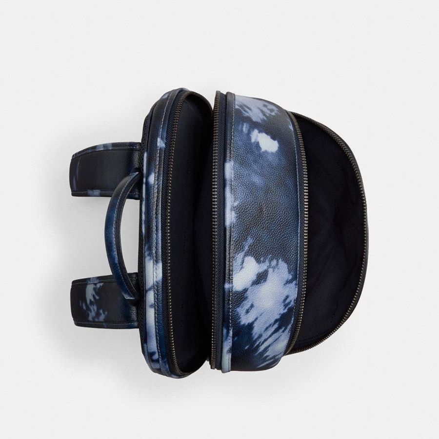 Navy Men COACH® Charter With Tie Dye Print Backpack | 87124ARPW