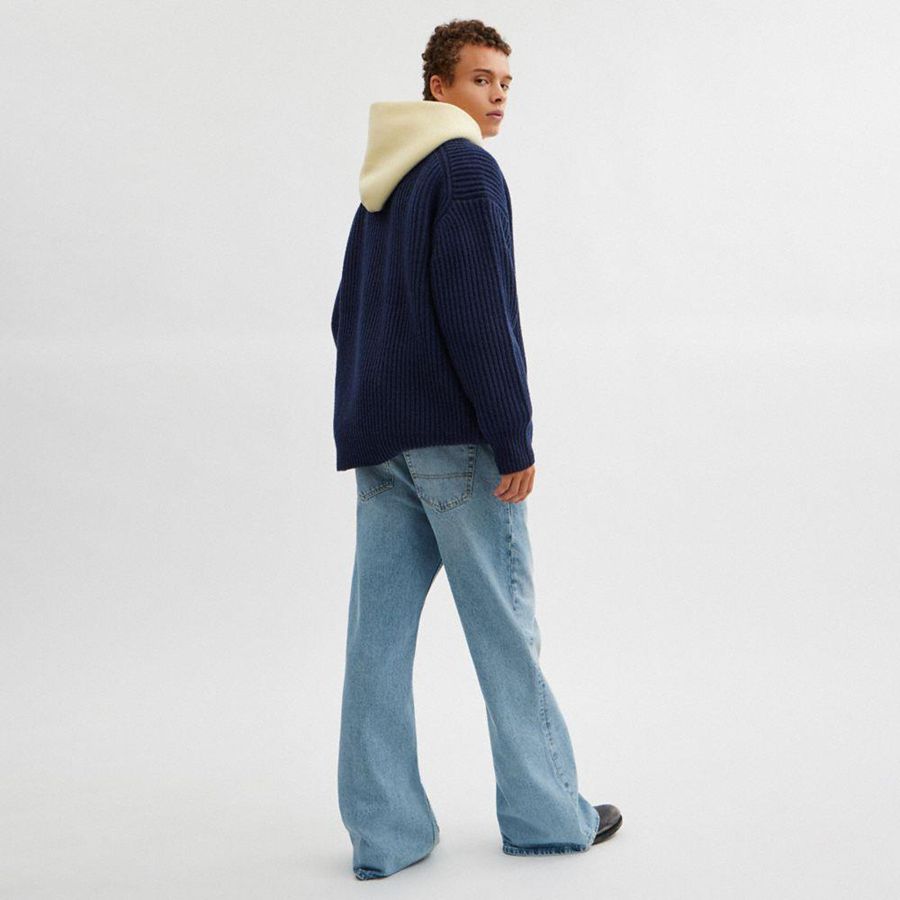 Navy Men COACH® Chunky Graphic In Recycled Wool Sweater | 62013ZLIP