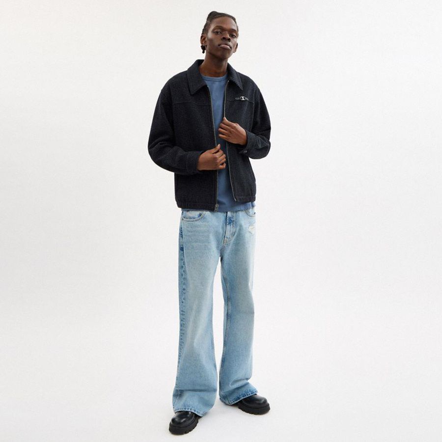 Navy Men COACH® Heritage C Plaque Harrington Jacket | 79658AVTR