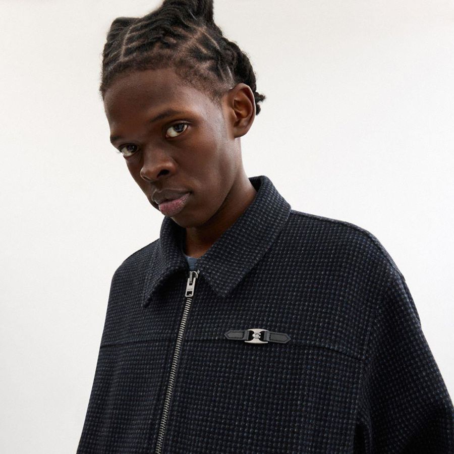 Navy Men COACH® Heritage C Plaque Harrington Jacket | 79658AVTR