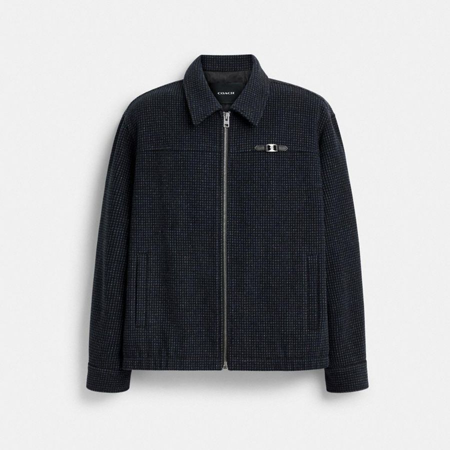 Navy Men COACH® Heritage C Plaque Harrington Jacket | 79658AVTR
