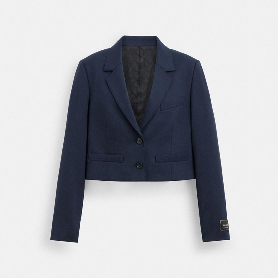 Navy Women COACH® Cropped Blazer | 82964ERVL